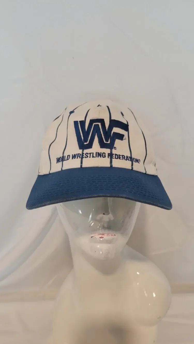 Vintage WWF World Wrestling Federation Pinstripe Snapback Hat Made USA Wrestling